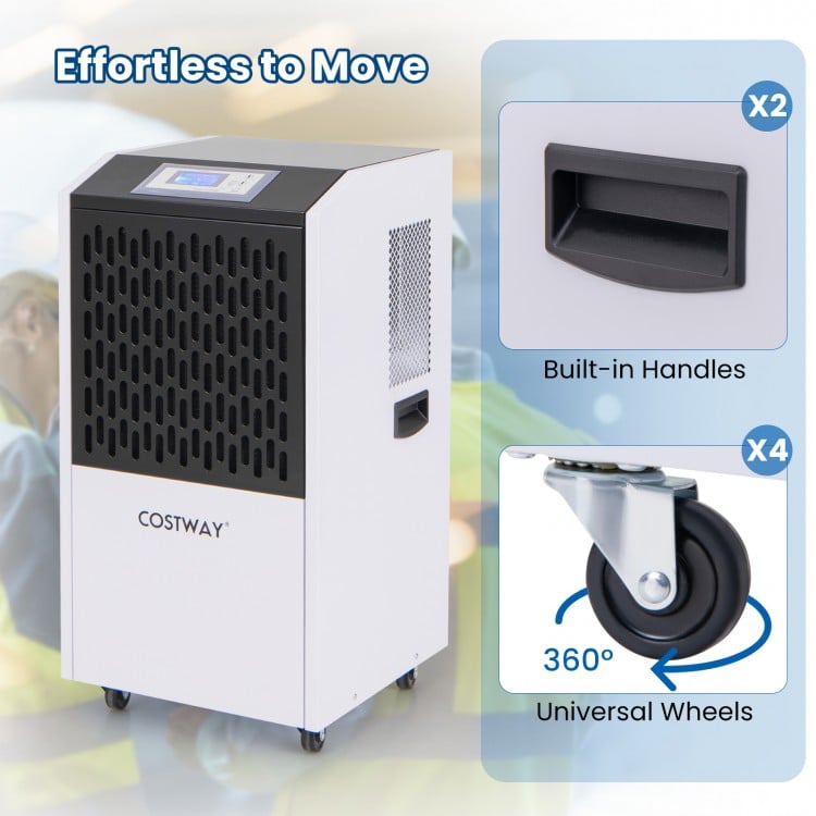 250 Pints Commercial Dehumidifier with Drain Hose Large Spaces up to 8500 Sq.Ft