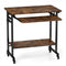 Rolling Laptop Table with Pull-out Keyboard Tray and Hooks-Rustic Brown