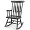 Solid Wood Porch Glossy Finish Rocking Chair-Black