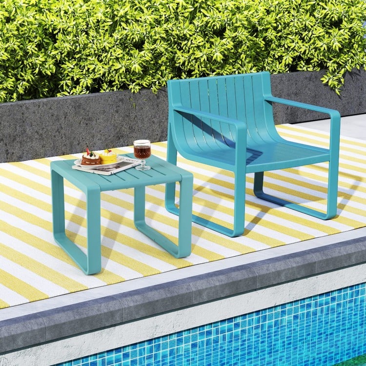 Weather Resistant Adirondack Outdoor Side Table Set of 2-Blue