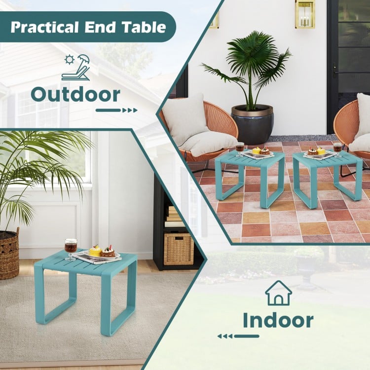 Weather Resistant Adirondack Outdoor Side Table Set of 2-Blue