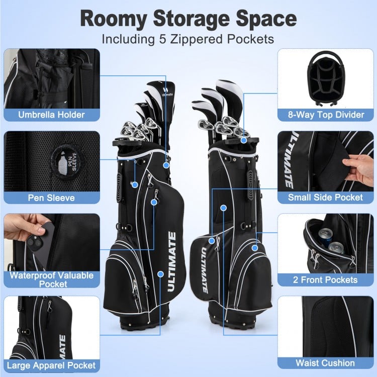 Men’s Profile Complete Golf Club Package Set Includes 10 Pieces-Black