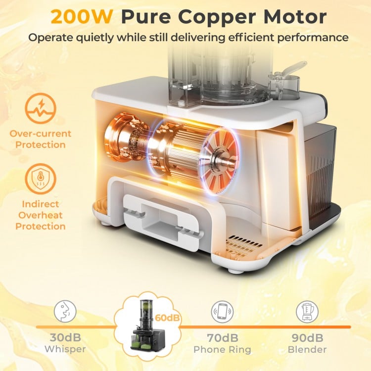 Cold Press Juicer with 5.3 Inches Feed Chute  High Juice Yield and Reverse Function