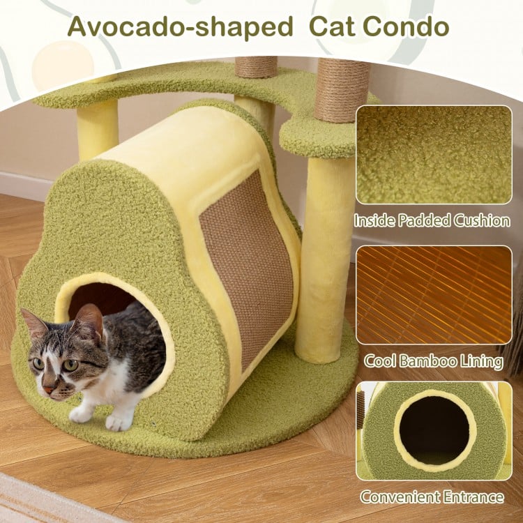 Freestanding Multi-level Avocado Cat Tower with Private Condo-Green