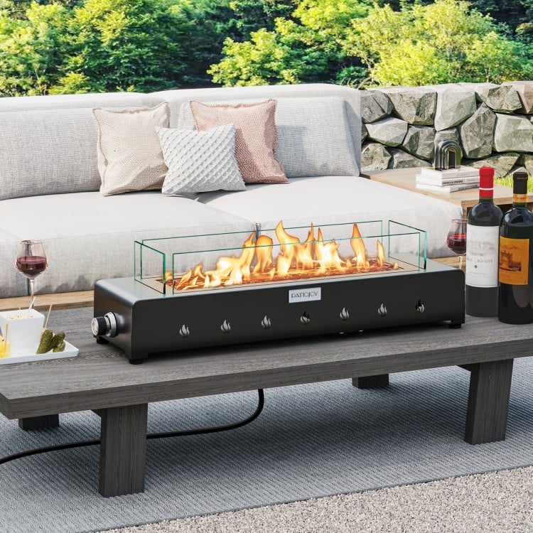 Portable Mini Fireplace with Wind Guard and Stainless Steel Burner