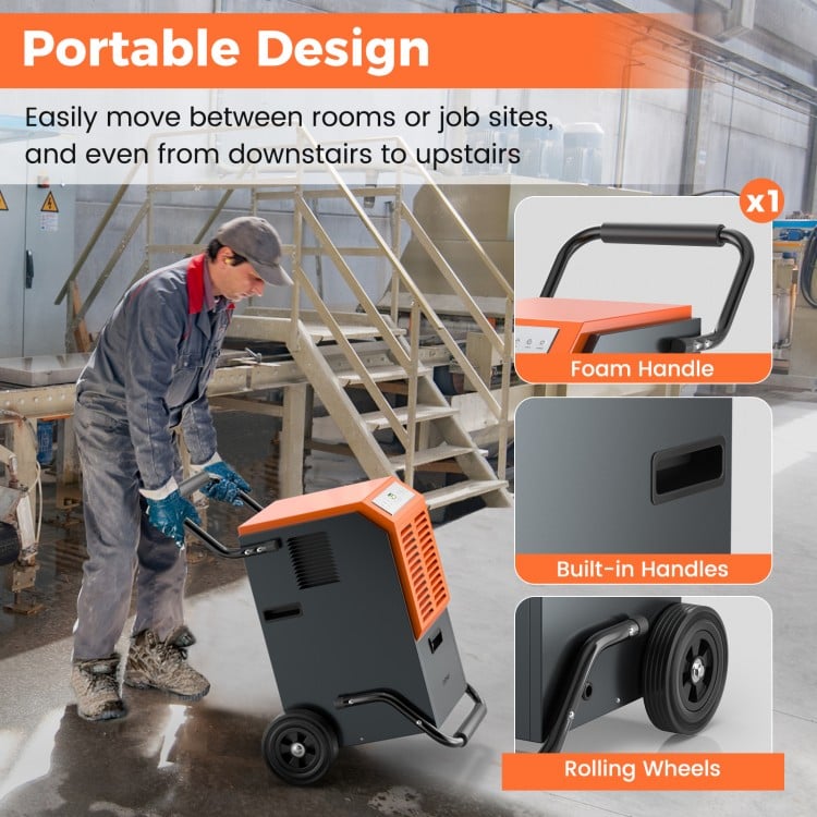 163 Pints Commercial Dehumidifier with Drain Hose and 24H Timer