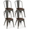 Metal Dining Chairs Set of 4 Tolix Style Stackable Kitchen Chairs with Wood Seat-Gun