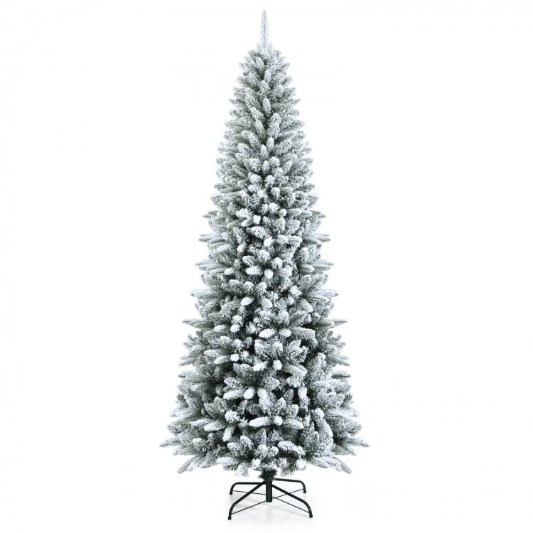 7.5 Feet Snow-Flocked Christmas Pencil Tree with Mixed Tips