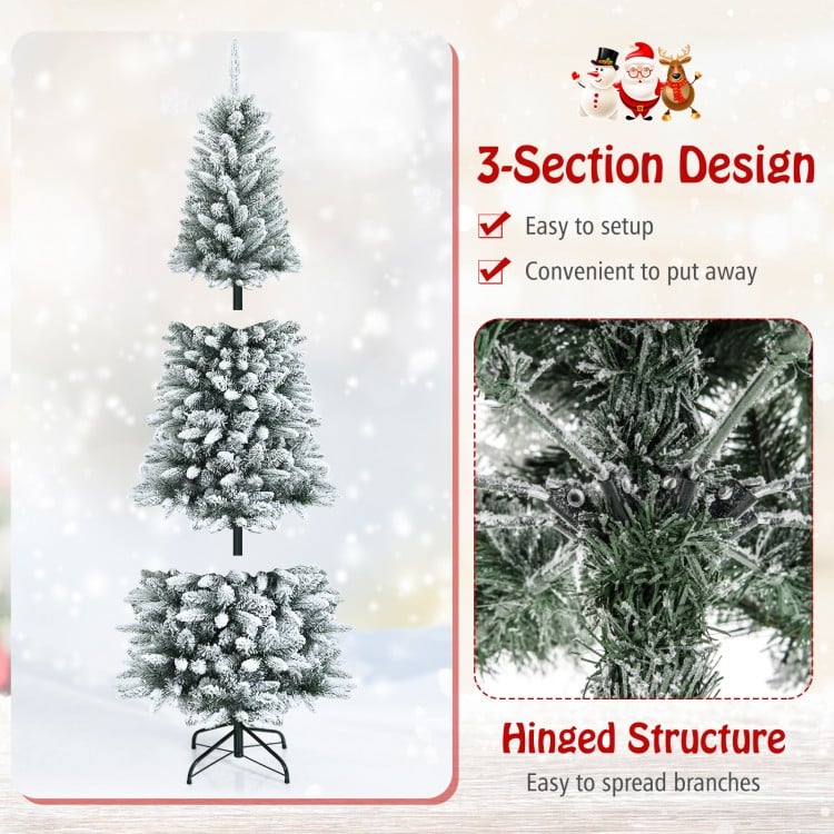 7.5 Feet Snow-Flocked Christmas Pencil Tree with Mixed Tips