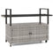 Outdoor Bar Cart Wicker Buffet Serving Cart with Cabinet and 8 Hooks-Gray
