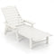 Patio Chaise Lounge Chair with 4 Position Backrest-White