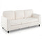 Upholstered Teddy Velvet 3-Seat Sofa with Comfy Back Pillows-White