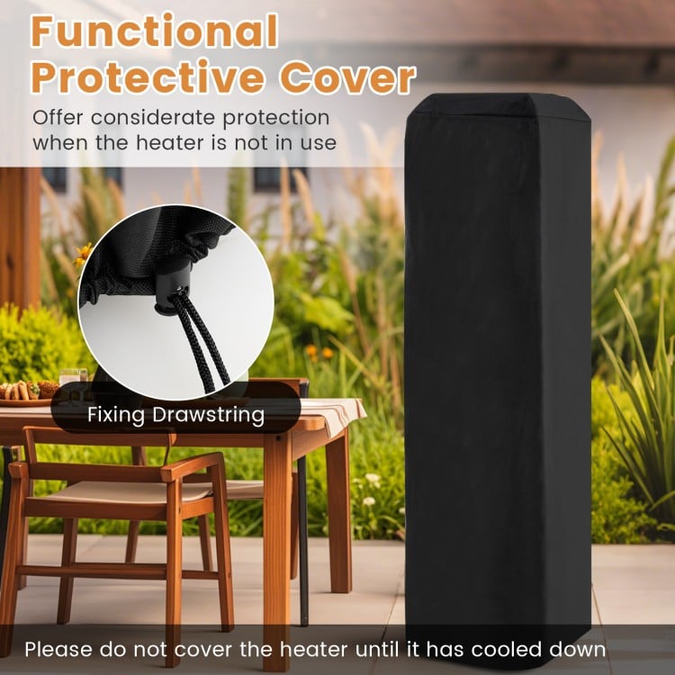 40000 BTU Patio Heater Outdoor Propane Gas Heater with Cover and Wheels-Black