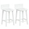 Wood Bar Stools Set of 2 with Solid Back and Seat-White