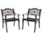 Cast Aluminum Dining Chairs Set of 2 with Patio Chairs Armrests Flower Pattern-Bronze