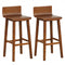29 Inch Wood Bar Stools Set of 2 with Solid Back and Seat-Walnut