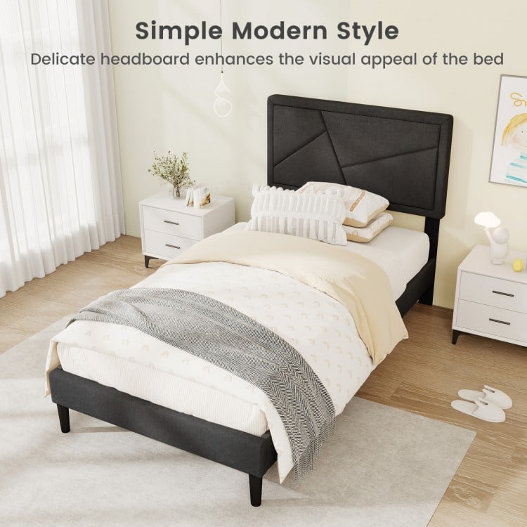 Twin/Full/Queen Size Upholstered Platform Bed Frame with High Headboard-Twin