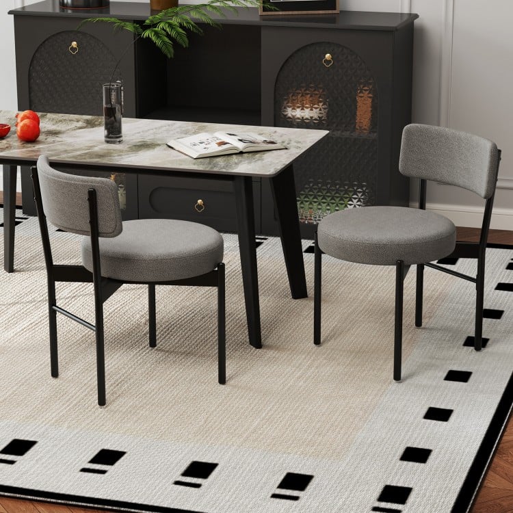 Dining Chair Set of 2 with Curved Backrest and Padded Seat-Gray