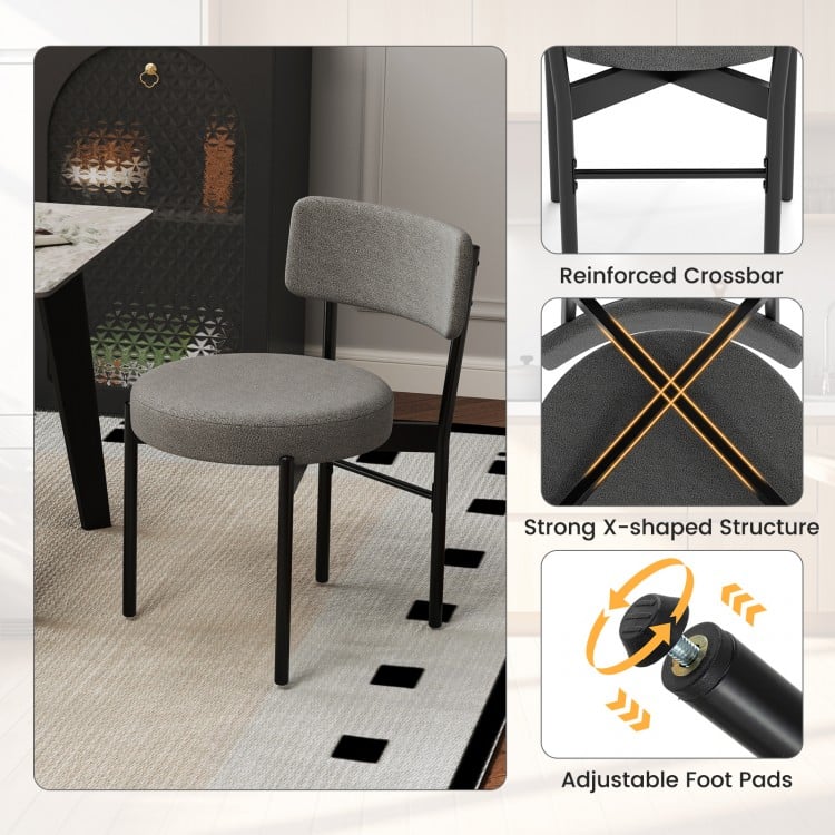 Dining Chair Set of 2 with Curved Backrest and Padded Seat-Gray
