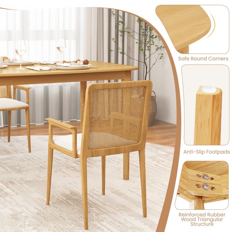 48 Inch Solid Wood Dining Table with Rubber Wood Supporting Legs for Kitchen Dining Room-Natural
