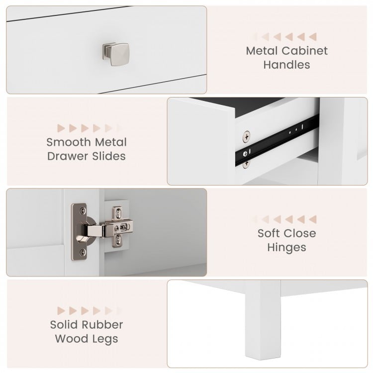 Freestanding Bathroom Vanity Unit with Basin Floor Storage Cabinet-White
