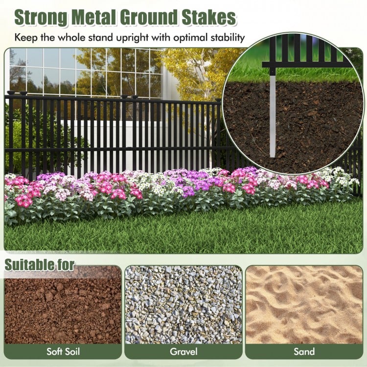 Air Conditioner Fence Panel with Metal Ground Stakes for Outside-Black