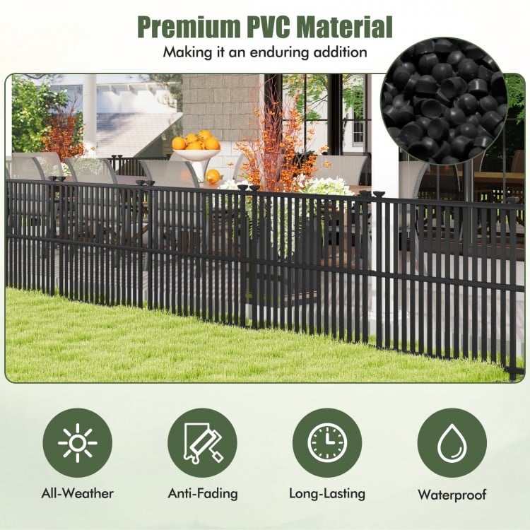 Air Conditioner Fence Panel with Metal Ground Stakes for Outside-Black