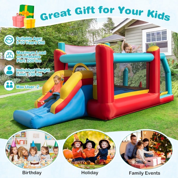 5-in-1 Ice Cream Inflatable Bounce House with Ball Pit and Slide with 520W Blower