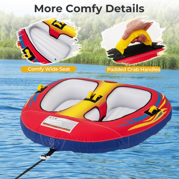 1 or 2 Person Inflatable Towable Tube for Boating with Drainage