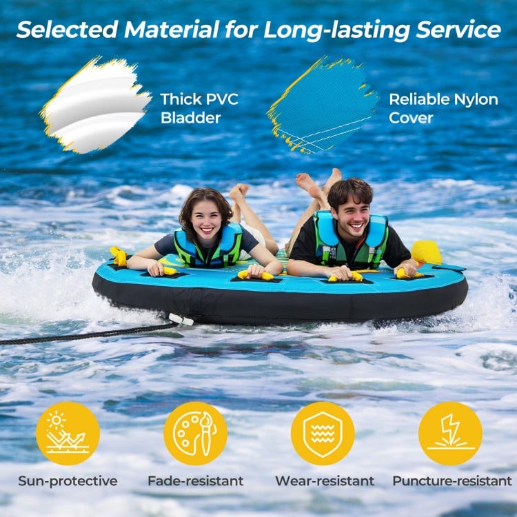 3-Person Inflatable Boat Tube Towable Platform with Double Valves
