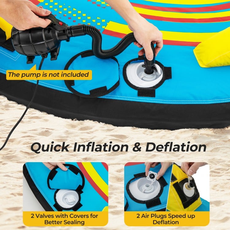 3-Person Inflatable Boat Tube Towable Platform with Double Valves