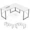 L-Shaped Computer Desk with Power Outlets and Monitor Shelf-White