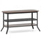 3-tier Console Table TV Stand with Mesh Storage Shelf-Rustic Brown