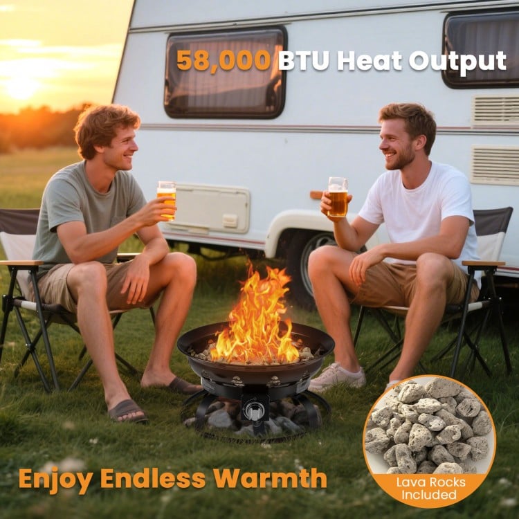 21 Inch Diameter Propane Gas Fire Pit Patio Portable Fire Bowl
