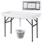 4 Feet Plastic Party Ice Folding Table with Matching Skirt and Ice Bucket-White
