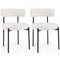Boucle Dining Chair with Curved Backrest and Metal Legs Set of 2-White