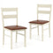 Wooden Dining Chair Set of 2 PU Leather Upholstered Kitchen Armless Chairs-White