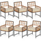 Set of 6 Patio Dining Chairs Acacia Wood Armchairs with Cushions
