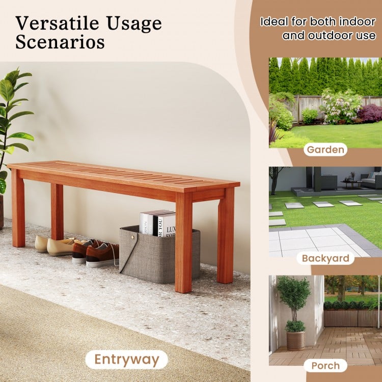 47 Inch Patio Wood Bench with Slatted Seat 2-Person
