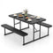 Picnic Table Bench Set for 2-4 People Outdoor Rectangular Camping Dining Table-Black