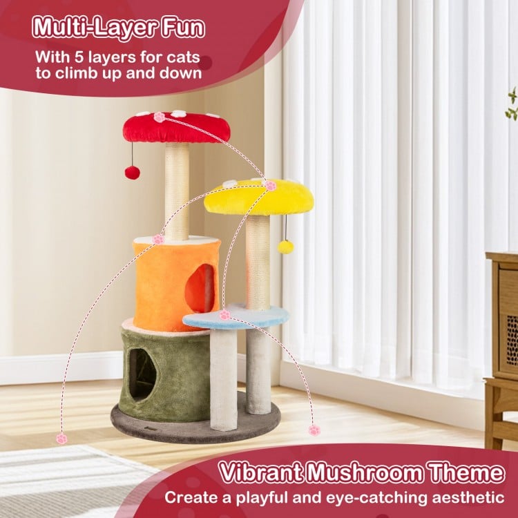 43 Inch Tall Cat Tree Cute with 2 Condos and Padded Platforms-Multicolor