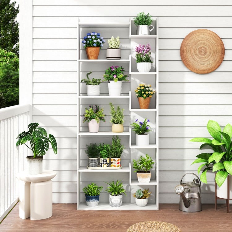 6-Tier Bookshelf Wooden Bookcase with 2 Anti-Tipping Kits Open Display Shelf-White