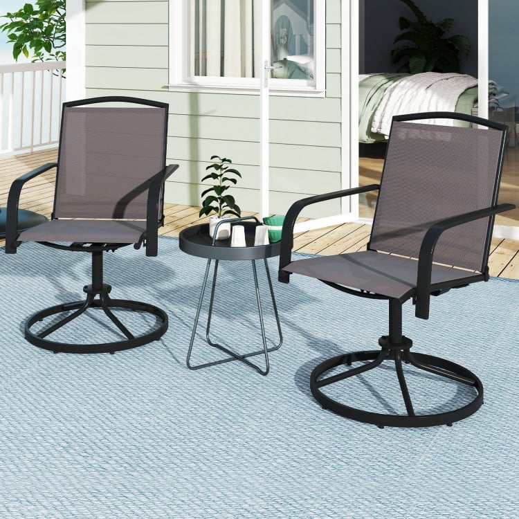 Outdoor Swivel Chairs Set of 2 with High Back and Breathable Seat-Gray