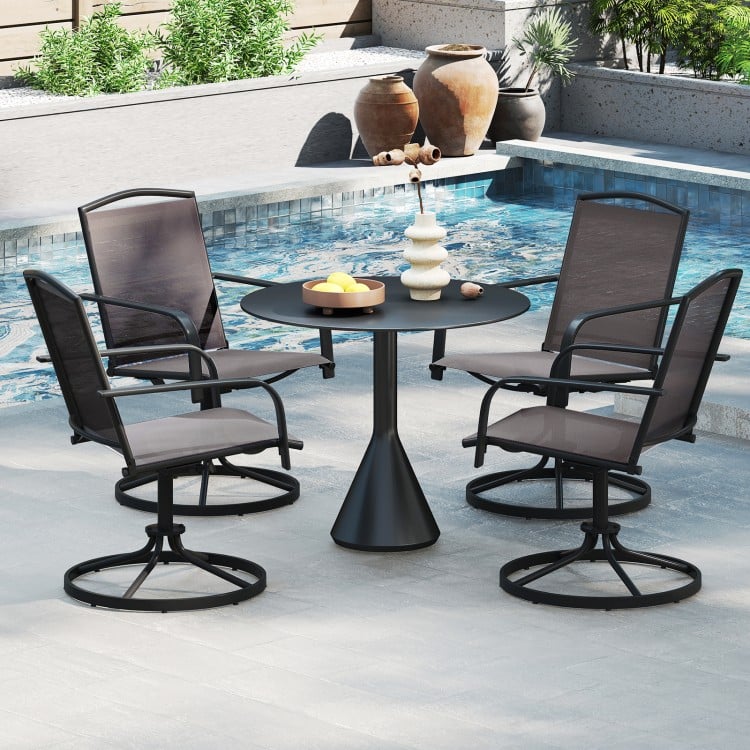 Outdoor Swivel Chairs Set of 2 with High Back and Breathable Seat-Gray