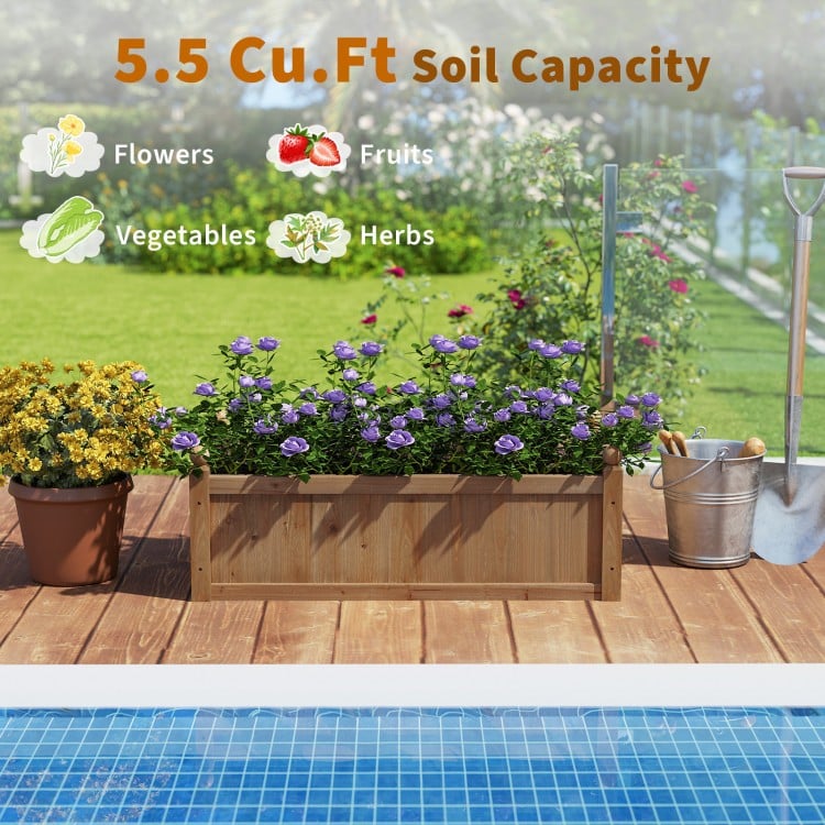 46 x 24 x 16 Inch Rectangular Planter Box with Drainage Holes for Backyard Garden Lawn-Brown