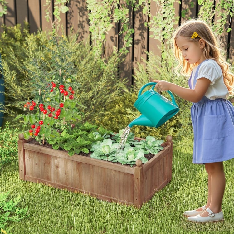 46 x 24 x 16 Inch Rectangular Planter Box with Drainage Holes for Backyard Garden Lawn-Brown