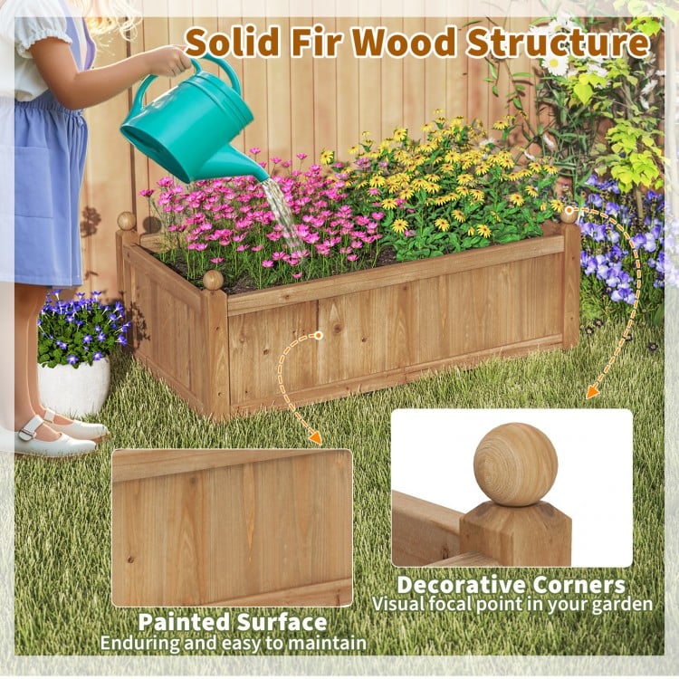 46 x 24 x 16 Inch Rectangular Planter Box with Drainage Holes for Backyard Garden Lawn-Brown