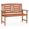 Outdoor Solid Wood Loveseat Hardwood 2-Seat Bench with Inclined Backrest and Slatted Seat