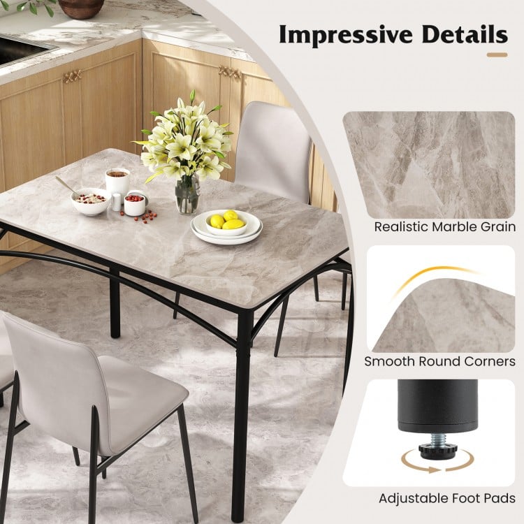 Rectangular Modern Sintered Stone Dining Table for 4 People-Grey