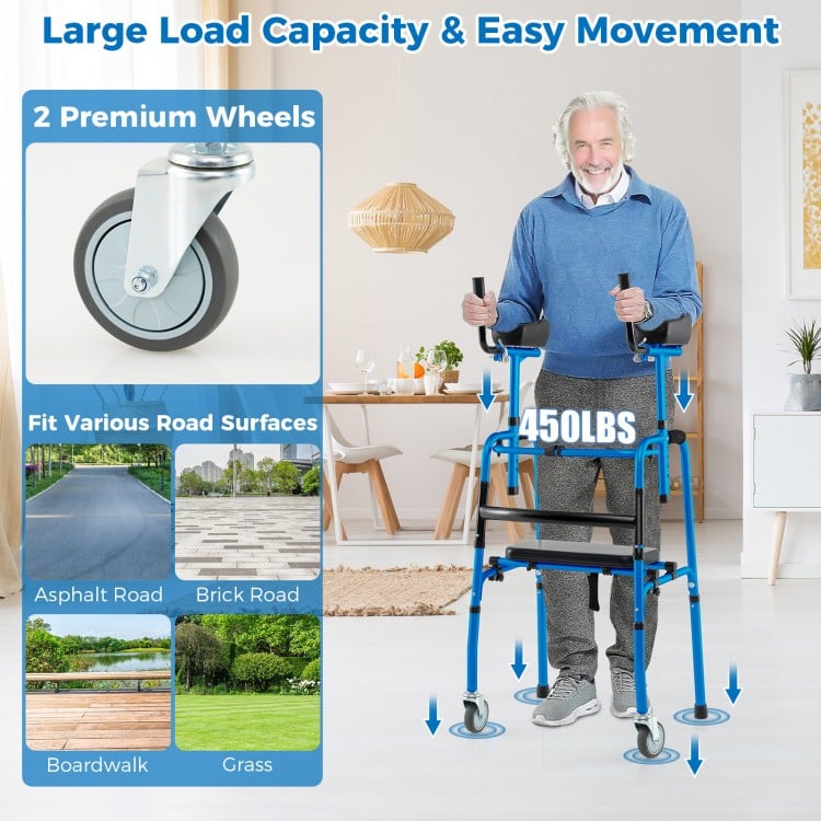 Versatile Rolling Walker for Rehabilitation Training-Navy